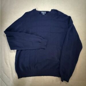 JOSEPH & LYMAN Men's Navy Blue 100% Cashmere Crewneck Sweater XL